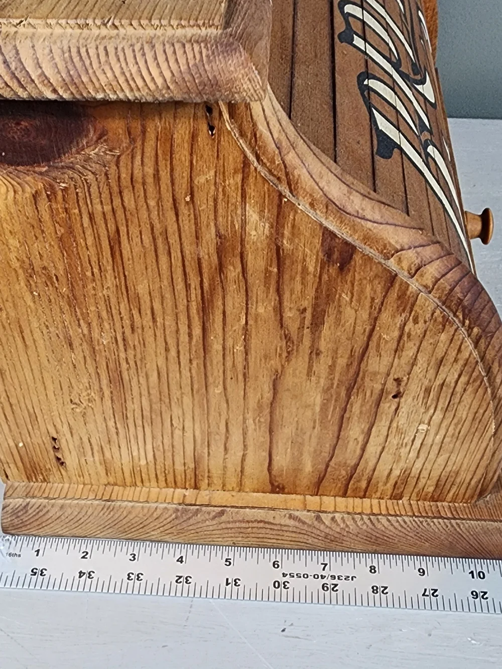Wooden Roll Top Bread Box Farmhouse Brown Wood 80s Country Rustic